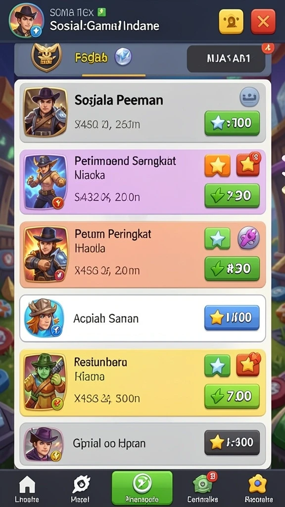 Tampilan utama dengan menu permainan yang mudah diakses.