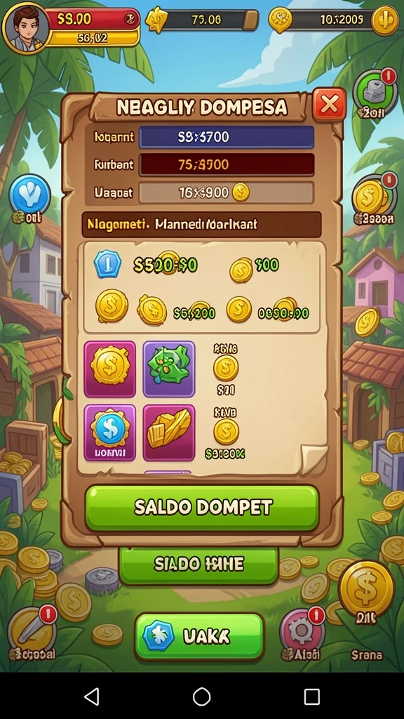 Tangkapan layar memperlihatkan item power-up yang tersedia dalam game.